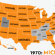 Illustration for article titled Map: Six Decades of the Most Popular Names for Boys, State-by-State